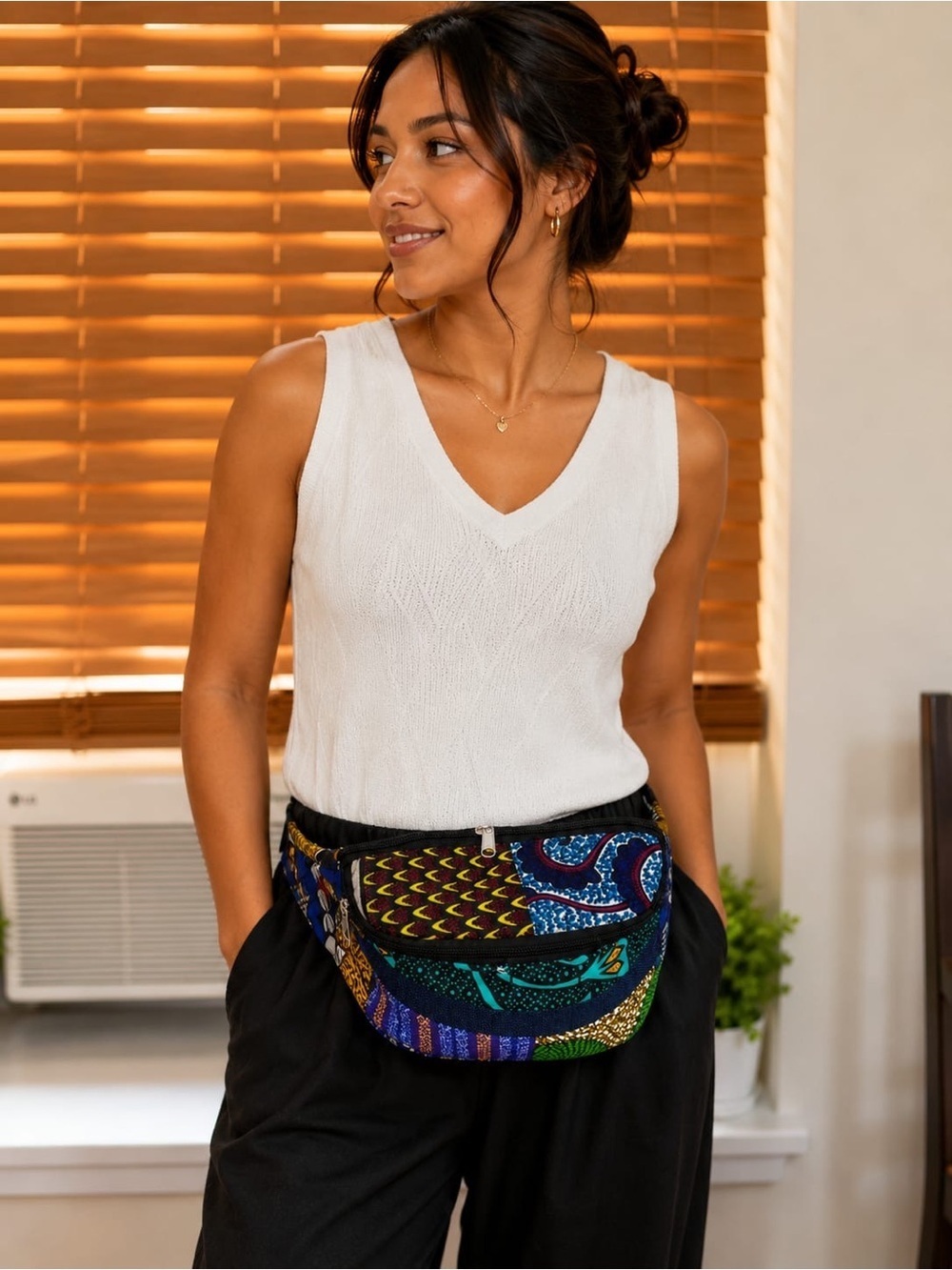 Handmade Ankara Fanny Pack, African Wax Print Crossbody Belt Bag